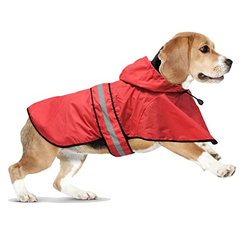 Domagiker Verstellbarer Hunde-Regenmantel mit Kapuze,Wasserdichter leichter Zupfponcho, Sicherheits-Hunde-Regenjacke mit reflektierendem Streifen und Leinenloch für kleine, große Hunde (Medium, Rot) Domagiker Verstellbarer Hunde-Regenmantel mit Kapuze,Wasserdichter leichter Zupfponcho, Sicherheits-Hunde-Regenjacke mit reflektierendem Streifen und Leinenloch für kleine, große Hunde (Medium, Rot) von Domagiker