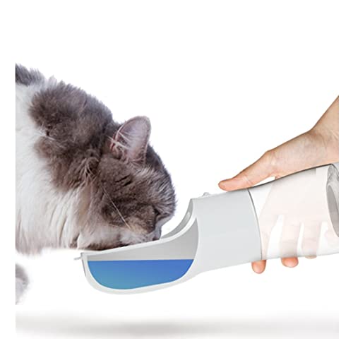 Domallk 2 in 1, Wasser- und Futterflasche für Haustiere im Freien, Futter- und Wasserspender für unterwegs für Hunde und Katzen, blau oder rosa oder grün von Domallk