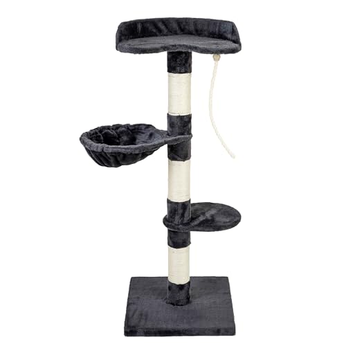 Domarex Kratzbaum für Katzen mit Liegefläche - Höhle & Sisal-Kratzstamm - Stabiler Kletterturm mit Spielseil - Katzenmöbel zum Klettern, Spielen, Ausruhen & Krallenpflege - 40x40x112 cm von Domarex