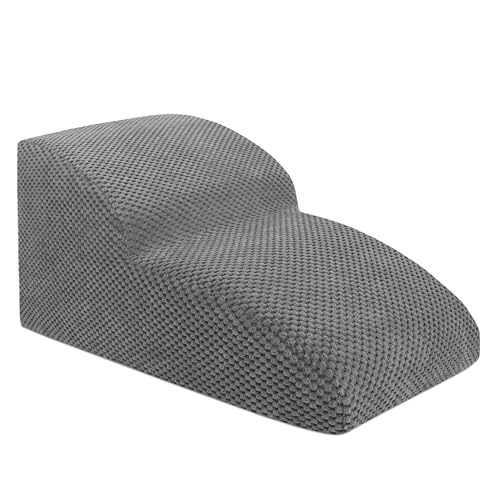 Domarex Haustiertreppe für kleine Hunde & Katzen 30x50x30 cm - 2 Stufen - Hunderampe für Sofa & Bett, Anti-Rutsch, Waschbarer Bezug, Stabil & Komfort - Dots Grau von Domarex