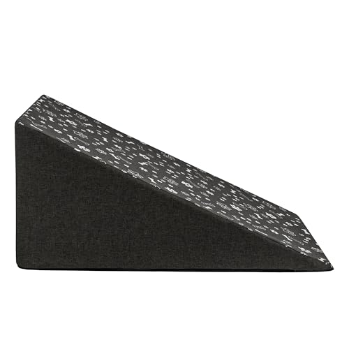 Domarex Hunderampe 65x30x40 cm – wasserdichte Hunde Rampe - Anti-Rutsch - stabile Hundetreppe für kleine und mittlere Hunde - waschbarer Bezug - rutschfest - Grau, Pfoten und kleine Knochen von Domarex