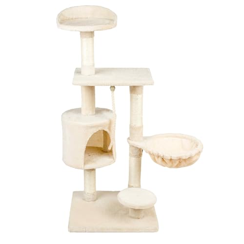 Domarex Katzenkratzbaum mit 5 Ebenen - Schlafplatz und Sisalseilen - Kratzbaum für Katzen, Kratzsäule, Kletterturm - Spielplatz und Krallenpflege für Haustiere - 45x40x108 cm von Domarex