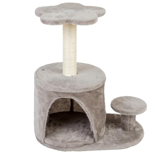 Domarex Katzenkratzbaum mit Haus und Plattform - 45x28x53 cm - Kratzsäule, Kletterturm, Sisalseil, Spielzeug, Katzenbett - 2 Ebenen - ideal für Krallenpflege und Entspannung für Katzen von Domarex