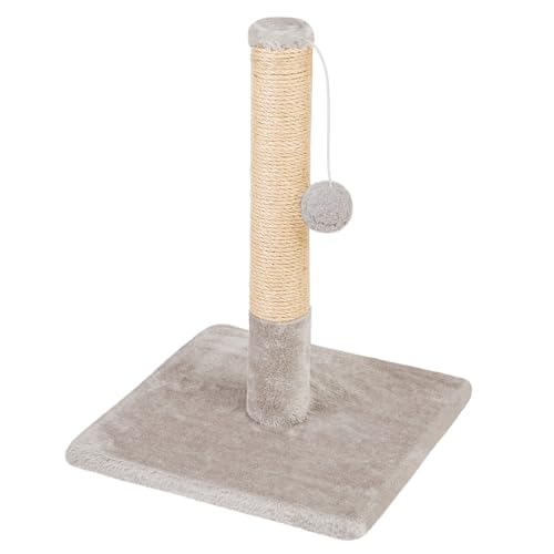 Domarex Kratzbaum für Katzen- hängendem Spielseil - Stabiler Konstruktion und Mehreren Plattformen zum Klettern - ideal für gesunde Krallenpflege und Unterhaltung - Grau 30x30x42 cm von Domarex