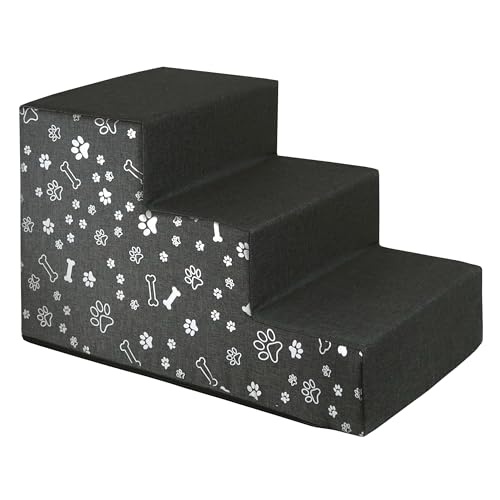 Domarex Haustiertreppe Hundetreppe Treppenstufen für Hunde – Hunderampe - Für Betten und Sofas - Wasserdichtes Polyester-Gewebe - Rampe mit 3 Stufen 30x50x30 cm, L Grau + Pfoten und kleine Knochen Domarex Haustiertreppe Hundetreppe Treppenstufen für Hunde – Hunderampe - Für Betten und Sofas - Wasserdichtes Polyester-Gewebe - Rampe mit 3 Stufen 30x50x30 cm, L Grau + Pfoten und kleine Knochen von Domarex