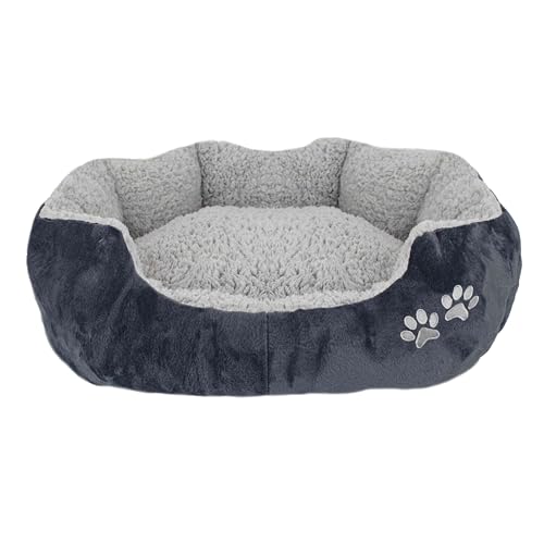 Domarex Weiches Hundebett Katzenbett Kuschelbett für Hunde & Katzen - Flauschiges Haustierbett mit rutschfestem Boden - Orthopädisches Schlafplatz für Tiere- 57x52x16 cm - Grau/Grafit von Domarex
