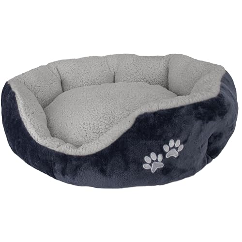 Domarex Weiches Hundebett für Hunde und Katzen- bequemes und Flauschiges Schlafplatz - Rutschfester Boden -pflegeleicht - für Komfort und Erholung - für Haustiere geeignet - 70x64 cm - Grau/Grafit von Domarex