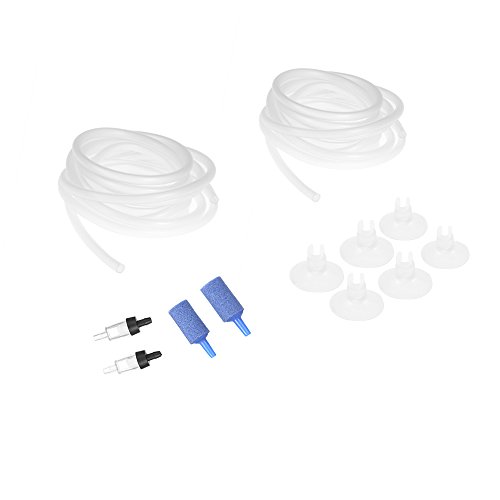 Domary Aquarium Sauerstoffrohr Weichschläuche + Stoppventil + Saugnäpfe + Luftblasensteinzubehör für Fischtank 2pcs 2,5 M 4 Mm von Domary