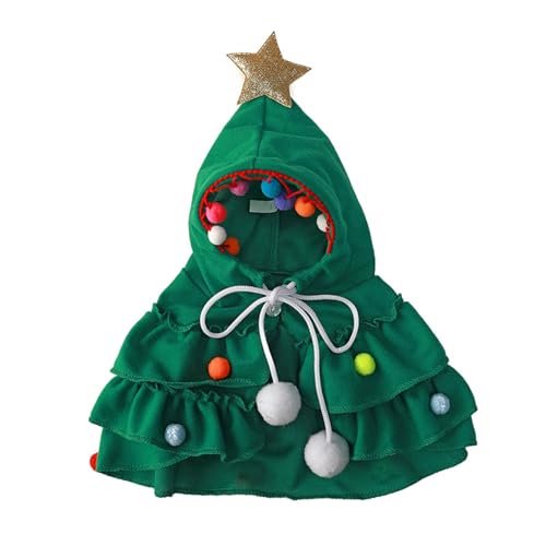 Umhang Weihnachtsbaum für kleine Mädchen Hunde Hochzeitskostüm Verstellbarer Umhang Umhang Haustier Weihnachtskostüm Outfit von Domasvmd