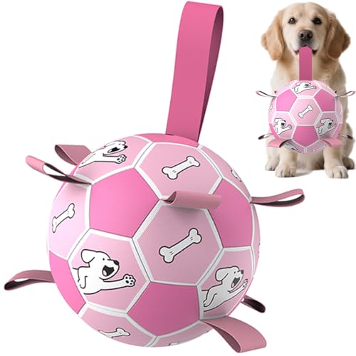 Domchan Hunde-Fußball, interaktives Spielzeug zum Tauziehen, Welpengeburtstagsgeschenke, Zerrspielzeug, Wasserspielzeug, langlebige Bälle für kleine und mittelgroße Größe (15,2 cm, Rosa) von Domchan