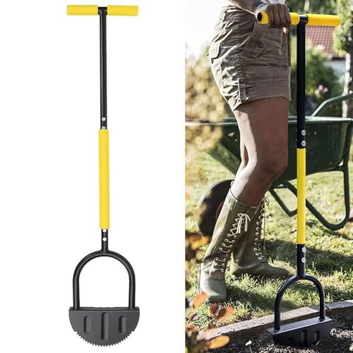 Domigard Rasenkantenstecher mit Stiel 108 cm, Gezahnter T-Griff Rasenkantenschneider, Rasenschneider, Manueller Gartenschneider für Gehwegkanten und Beete von Domigard