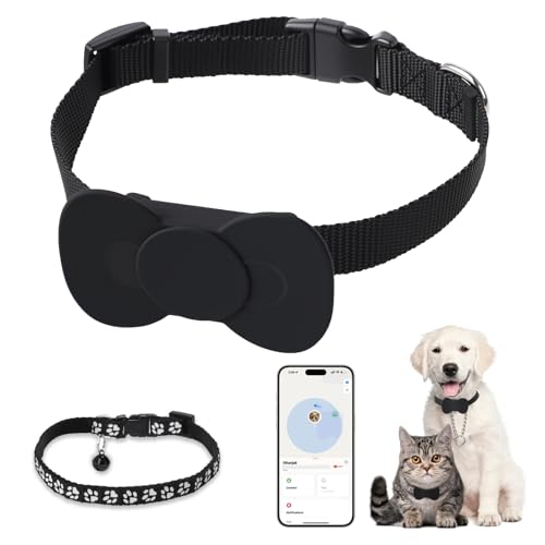 Katzen-Tracker, Katzen-Tracker, GPS-Halsband für kleine Katzen und Hunde, keine monatliche Gebühr, Haustier-Tracking für Apple-Find-Funktion (nur iOS) – elastisches Katzenhalsband von Domigard
