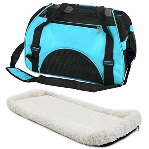 Dominiti Hundetasche mit Flauschiger Einlage und Schultergurt (blau) von Dominiti