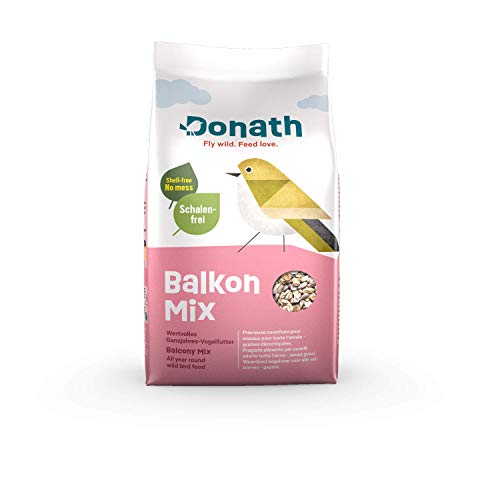 Donath Balkon Mix - schalenfreie Mischung für einen sauberen Balkon - wertvolles Ganzjahres Wildvogelfutter - aus unserer Manufaktur in Süddeutschland - 9 Kg von Donath Fly wild. Feed love.