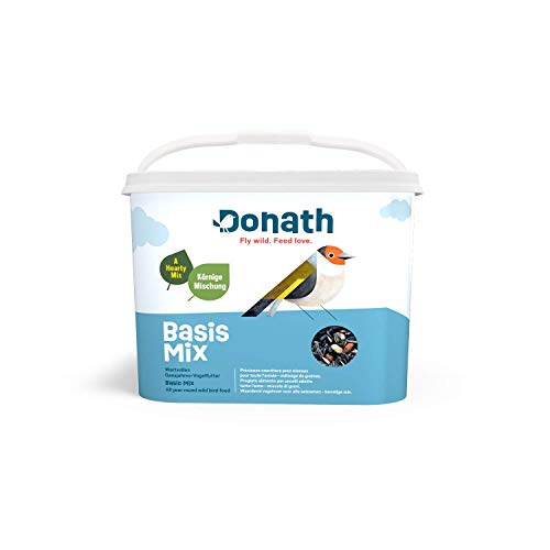 Donath Basis Mix - die vitaminreiche und körnige Mischung - für alle körnerfressenden Feinschmecker - wertvolles Ganzjahres Wildvogelfutter - aus unserer Manufaktur in Süddeutschland - 5 Kg Eimer von Donath Fly wild. Feed love.