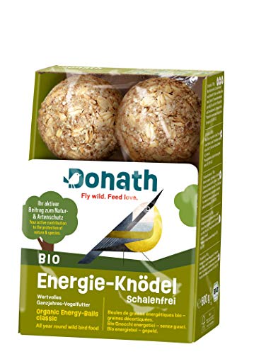 Donath Bio Energie-Knödel Schalenfrei ohne Netz - Knödel ohne Netz - 100g je Knödel - Keine Schalenreste - wertvolles Ganzjahres Wildvogelfutter - unsere Manufaktur in Süddeutschland - 6er Karton von Donath Fly wild. Feed love.