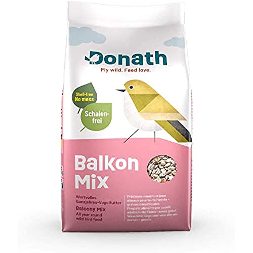 Donath Balkon Mix - schalenfreie Mischung für einen sauberen Balkon - wertvolles Ganzjahres Wildvogelfutter - aus unserer Manufaktur in Süddeutschland - 1 Kg von Donath Fly wild. Feed love.