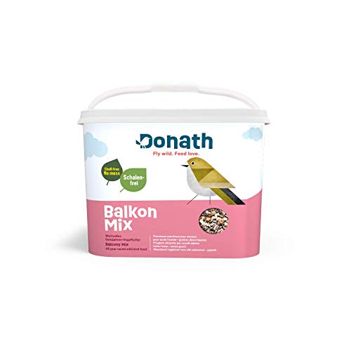 Donath Fly wild. Feed love. Donath Balkon Mix - schalenfreie Mischung für einen sauberen Balkon - wertvolles Ganzjahres Wildvogelfutter - aus unserer Manufaktur in Süddeutschland - 5 Kg Eimer von Donath Fly wild. Feed love.