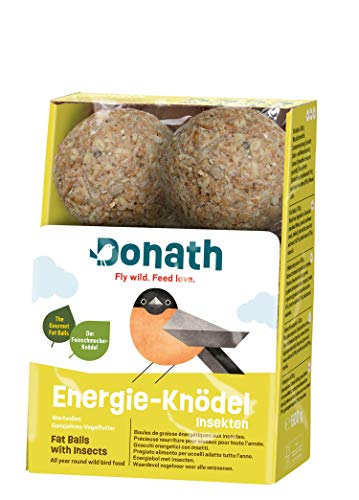 Donath Energie-Knödel Insekten ohne Netz - Knödel ohne Netz - 100g je Knödel - der Feinschmecker-Knödel - wertvolles Ganzjahres Wildvogelfutter - aus unserer Manufaktur in Süddeutschland - 6er Karton von Donath Fly wild. Feed love.