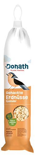 Donath Energie-Spender Erdnüsse - 500g - im praktischen Spender zum Aufhängen - reich an natürlichem Fett - wertvolles Ganzjahres Wildvogelfutter - aus unserer Manufaktur in Süddeutschland von Donath Fly wild. Feed love.