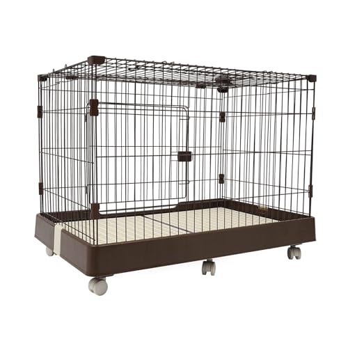 Donened - Hundekäfig,Großer Käfig, Hundebox mit 6 Räders & Doppeltüren, Leicht zu Reinigen, Hundebox mit Herausnehmbarer Bodenschale, 99 x 62 x 75cm (Kaffee Farbe) von Donened