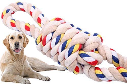 Hundespielzeug, Baumwollseilspielzeug, bissfest, Seilknoten, Kauseil für mittelgroße und große Hunde, Weiß von Dongchen