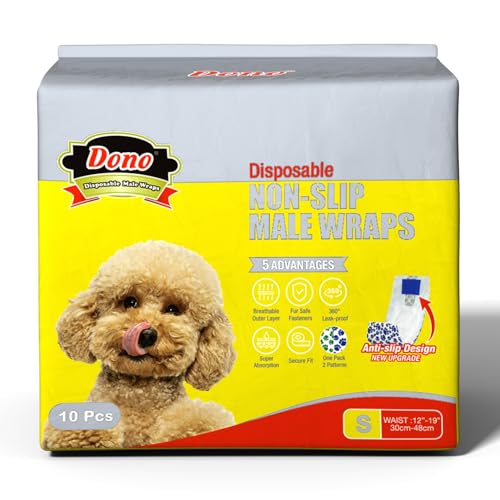 Dono Einweg-Hundewindeln für Rüden, rutschfestes Design, super saugfähig, auslaufsicher, für erregtes Wasserlassen, Inkontinenz oder männliche Markierung Dono Einweg-Hundewindeln für Rüden, rutschfestes Design, super saugfähig, auslaufsicher, für erregtes Wasserlassen, Inkontinenz oder männliche Markierung von Dono