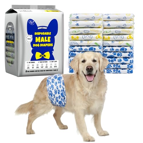 Dono Rüdenwindel, 20 Stück, Hundewindeln für Rüden, Windeln für Rüden in der Saison, Hunde Windeln Rüde mit Nässeindikator, super saugfähig, Inkontinenz, Reisen, XS, S, M, L Dono Rüdenwindel, 20 Stück, Hundewindeln für Rüden, Windeln für Rüden in der Saison, Hunde Windeln Rüde mit Nässeindikator, super saugfähig, Inkontinenz, Reisen, XS, S, M, L von Dono