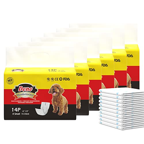 Dono Einweg-Windeln für Hunde, 84 Stück, für Rüden, sehr saugfähig, Größe XS von Dono