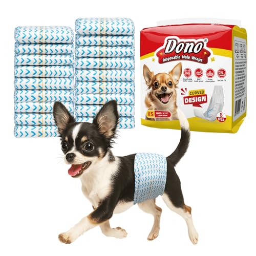 Dono Einwegwindeln für Rüden, mit Nässeindikator, super saugfähige Hundewindeln, 3D-konturierter Baumwollkern für bessere Absorption, auslaufsichere Bauchbänder, weiche und sichere Passform Dono Einwegwindeln für Rüden, mit Nässeindikator, super saugfähige Hundewindeln, 3D-konturierter Baumwollkern für bessere Absorption, auslaufsichere Bauchbänder, weiche und sichere Passform von Dono