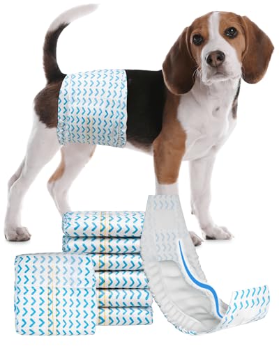 Dono Einwegwindeln für Rüden, mit Nässeindikator, super saugfähige Hundewindeln, 3D-konturierter Baumwollkern für bessere Absorption, auslaufsichere Bauchbänder, weiche und sichere Passform von Dono