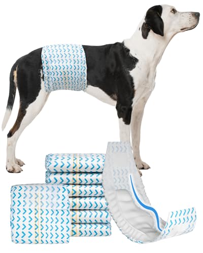 Dono Einwegwindeln für Rüden, mit Nässeindikator, super saugfähige Hundewindeln, 3D-konturierter Baumwollkern für super Absorption, auslaufsichere Bauchbänder, weiche und sichere Passform von Dono