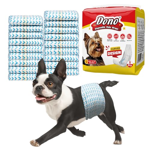 Dono Einwegwindeln für Rüden, mit Nässeindikator, super saugfähige Hundewindeln, 3D-konturierter Baumwollkern für super Absorption, auslaufsichere Bauchbänder, weiche und sichere Passform von Dono