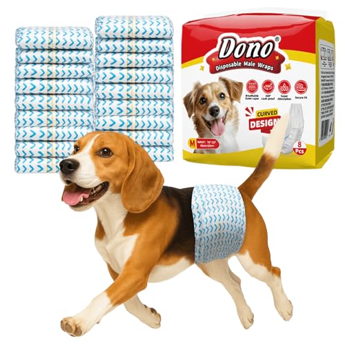 Dono Einwegwindeln für Rüden, mit Nässeindikator, super saugfähige Hundewindeln, 3D-konturierter Baumwollkern für super Absorption, auslaufsichere Bauchbänder, weiche und sichere Passform Dono Einwegwindeln für Rüden, mit Nässeindikator, super saugfähige Hundewindeln, 3D-konturierter Baumwollkern für super Absorption, auslaufsichere Bauchbänder, weiche und sichere Passform von Dono