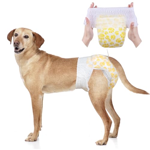 Dono Hundewindeln für Hündinnen mit dehnbarer Taille, 10–96 Stück, Einweg-Windeln für Hündinnen in Wärmeperiode, 360° auslaufsicher, super saugfähig, Größe L, 60 Stück von Dono