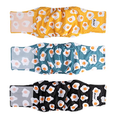 Dono 3er-Pack waschbare Hundewindeln mit Bauchbinde für kleine und mittelgroße Hunde (?gebratene Eier, S) von Dono