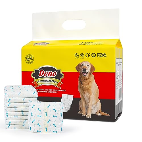 DONO Wegwerfhundewindeln 2018 männlicher Hund wickelt super saugfähige weiche Haustier-Windeln Windeln mit Feuchtigkeitsanzeige EIN M 10count von Dono