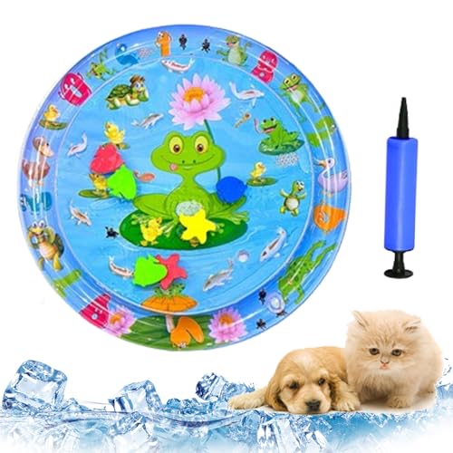 Donubiiu AcquaZen kühlende Wassermatte für Katzen,Hunde Katzen Spiel & Kühl Wassermatte (65cm), Sommer Kratzfest Sensorische Wasserspielmatte,Interaktives Spielzeug Für Kleine Hunde Und Katzen (E) von Donubiiu