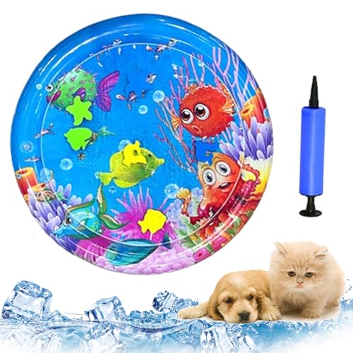 Donubiiu AcquaZen kühlende Wassermatte für Katzen,Hunde Katzen Spiel & Kühl Wassermatte (65cm), Sommer Kratzfest Sensorische Wasserspielmatte,Interaktives Spielzeug Für Kleine Hunde Und Katzen (A) von Donubiiu