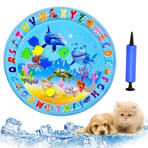 Donubiiu AcquaZen kühlende Wassermatte für Katzen,Hunde Katzen Spiel & Kühl Wassermatte (65cm), Sommer Kratzfest Sensorische Wasserspielmatte,Interaktives Spielzeug Für Kleine Hunde Und Katzen (D) von Donubiiu