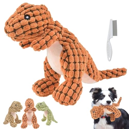 Donubiiu Bite Resistant Robust Dino,Indestructible Robust Dino,Indestructible Squeaky Toys for Dogs,Dog Toy for Aggressive Chewers (Orange) von Donubiiu