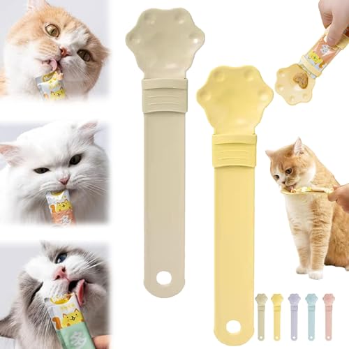 Donubiiu Cat Strip Feeder, Happy Spoon for Cats Food Spoon, Cat Claw Shaped Cat Strip Squeeze Spoon, Multi Functional Pet Spoons Cat Feeder Cat Spoons for Wet Food (2pcs A) von Donubiiu