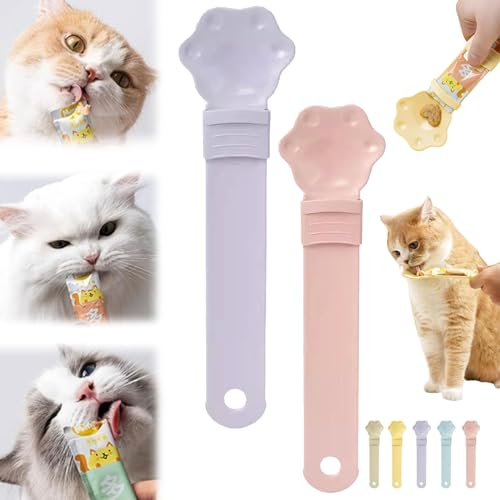 Donubiiu Cat Strip Feeder, Happy Spoon for Cats Food Spoon, Cat Claw Shaped Cat Strip Squeeze Spoon, Multi Functional Pet Spoons Cat Feeder Cat Spoons for Wet Food (2pcs B) von Donubiiu