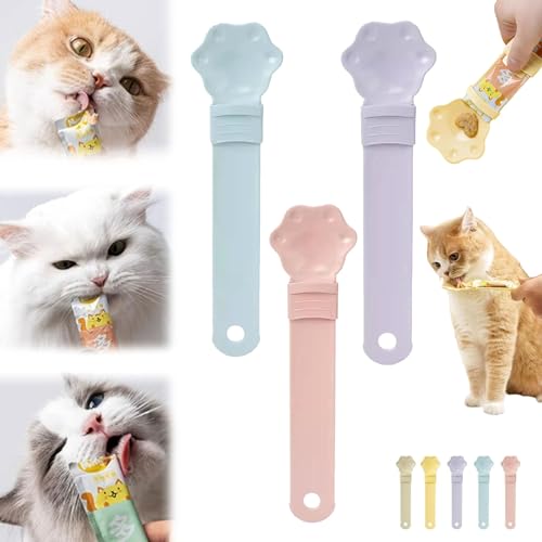 Donubiiu Cat Strip Feeder, Happy Spoon for Cats Food Spoon, Cat Claw Shaped Cat Strip Squeeze Spoon, Multi Functional Pet Spoons Cat Feeder Cat Spoons for Wet Food (3pcs B) von Donubiiu