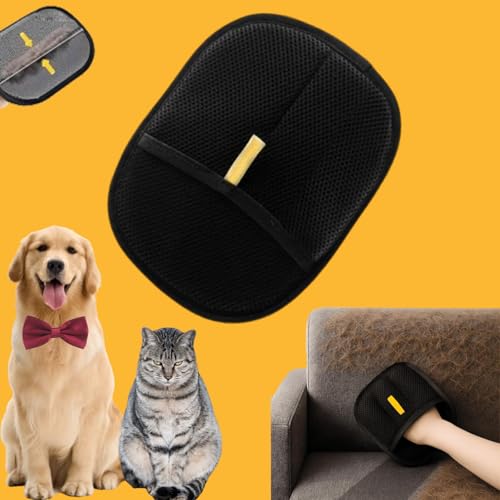 Donubiiu Fellmagnet, Pfotenmond Fellmagnet, Fellhandschuhe Fingerlos Katze, Katzen Handschuhe Fellpflege Für Glattes und Gesundes Fell (Schwarz,1PCS) von Donubiiu