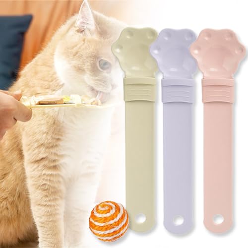 Donubiiu Happy Spoon for Cats, Cat Strip Happy Spoon, Cat Strip Feeder, Cat Treat Spoon Squeeze, Cat Wet Treat Squeeze Treat Spoon, Multifunctional Pet Spoons Cat Feeder (3P-E) von Donubiiu