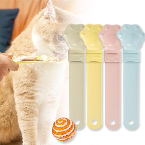 Donubiiu Happy Spoon for Cats, Cat Strip Happy Spoon, Cat Strip Feeder, Cat Treat Spoon Squeeze, Cat Wet Treat Squeeze Treat Spoon, Multifunctional Pet Spoons Cat Feeder (4P-B) von Donubiiu