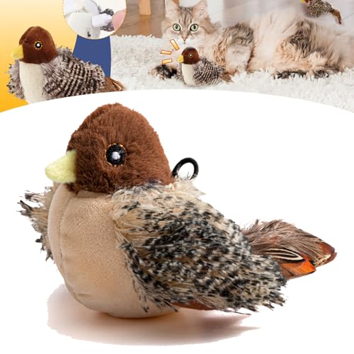 Donubiiu Katzenspielzeug - Simulierter Zwitschernder Vogel, Interaktives Flappy Bird Cat Toy (1 Stück) von Donubiiu