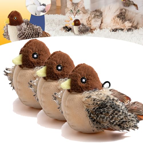 Donubiiu Katzenspielzeug - Simulierter Zwitschernder Vogel, Interaktives Spielzeug für Katzen, Flappy Bird Cat Toy (3 Stück) von Donubiiu
