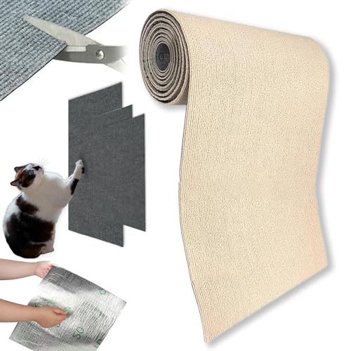 Donubiiu Kratzmatte Selbstklebend Katzen, Kratzmatte Katze Wand, Climbing Cat Scratcher, DIY Climbing Cat Scratcher, schützt Ihre Möbel vor Kratzern (Beige,30 * 200cm) von Donubiiu